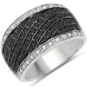 Bids.com 0.79 Carat Genuine Black Diamond and White Diamond .925 Sterling Silver Ring Rings White Smoke size 6.00,size 8.00,size 7.00,size 9.00