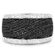 Bids.com 0.79 Carat Genuine Black Diamond and White Diamond .925 Sterling Silver Ring Rings Dark Slate Gray size 6.00,size 8.00,size 7.00,size 9.00