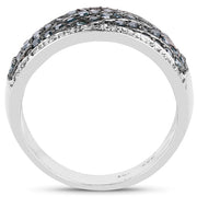 Bids.com 0.80 Carat Genuine Blue Diamond and White Diamond .925 Sterling Silver Ring Rings White Smoke size 7.00,size 8.00,size 6.00,size 9.00