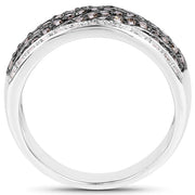 Bids.com 0.87 Carat Genuine Champagne Diamond and White Diamond .925 Sterling Silver Ring Rings White Smoke size 7.00,size 8.00,size 6.00,size 9.00