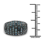 Bids.com 0.83 Carat Genuine Blue Diamond and White Diamond .925 Sterling Silver Ring Rings White Smoke size 6.00,size 8.00,size 7.00,size 9.00,size 5.00,size 10.00