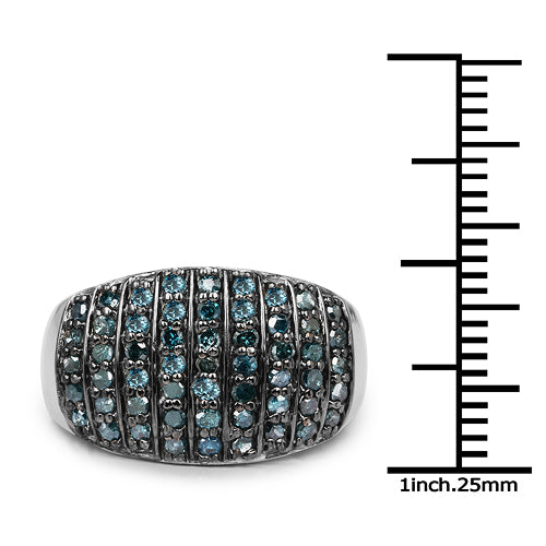 Bids.com 0.83 Carat Genuine Blue Diamond and White Diamond .925 Sterling Silver Ring Rings White Smoke size 6.00,size 8.00,size 7.00,size 9.00,size 5.00,size 10.00