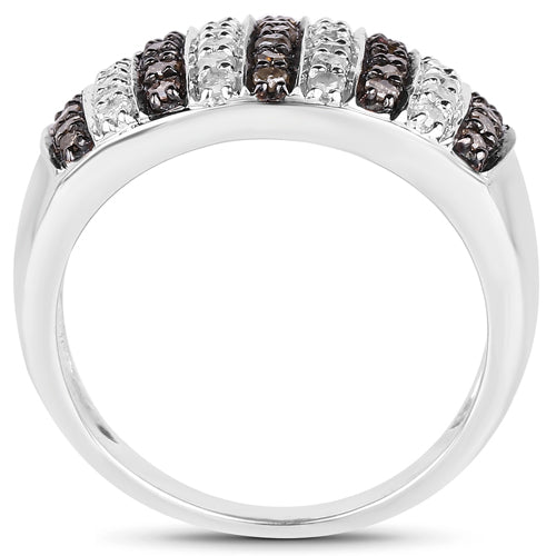 Bids.com 0.83 Carat Genuine Champagne Diamond and White Diamond .925 Sterling Silver Ring Rings White Smoke size 6.00,size 7.00,size 8.00,size 9.00