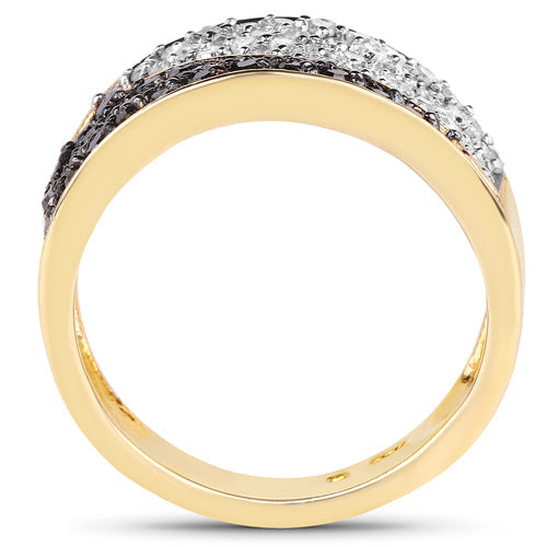Bids.com 14K Yellow Gold Plated 1.20 Carat Genuine Black Diamond and White Diamond .925 Sterling Silver Ring Rings White Smoke size 6.00,size 8.00,size 7.00,size 9.00