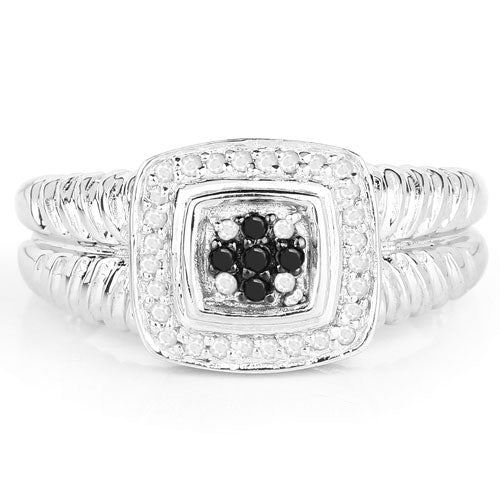 Bids.com 0.19 Carat Genuine Black Diamond and White Diamond .925 Sterling Silver Ring Rings Lavender size 6.00,size 7.00,size 8.00,size 9.00,size 5.00,size 10.00
