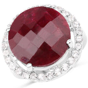 Bids.com 13.10 Carat Dyed Ruby and White Topaz .925 Sterling Silver Ring Rings White Smoke size 6.00,size 7.00,size 8.00,size 9.00,size 9.50,size 5.00,size 10.00,size 6.50