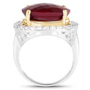 Bids.com 13.10 Carat Dyed Ruby and White Topaz .925 Sterling Silver Ring Rings White Smoke size 5.50,size 6.00,size 6.50,size 6.75,size 7.00,size 7.50,size 8.00,size 8.25,size 8.50,size 5.00,size 9.00