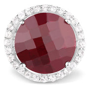 Bids.com 13.10 Carat Dyed Ruby and White Topaz .925 Sterling Silver Ring Rings White Smoke size 6.00,size 7.00,size 8.00,size 9.00,size 9.50,size 5.00,size 10.00,size 6.50