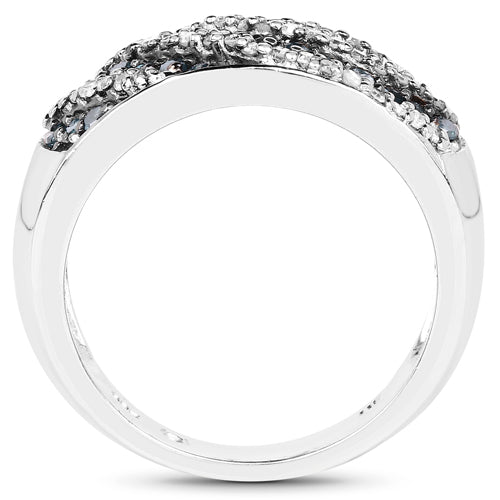 Bids.com 0.62 Carat Genuine Blue Diamond and White Diamond .925 Sterling Silver Ring Rings White Smoke size 6.00,size 7.00,size 8.00,size 9.00