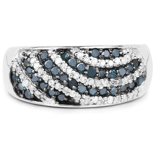 Bids.com 0.62 Carat Genuine Blue Diamond and White Diamond .925 Sterling Silver Ring Rings Light Gray size 6.00,size 7.00,size 8.00,size 9.00