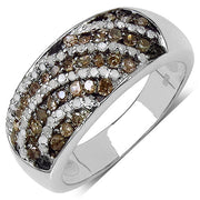 Bids.com 0.64 Carat Genuine Champagne Diamond & White Diamond .925 Sterling Silver Ring Rings White Smoke size 7.00,size 6.00,size 8.00,size 9.00