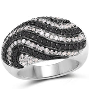 Bids.com 1.26 Carat Genuine Black Diamond and White Diamond .925 Sterling Silver Ring Rings White Smoke size 7.00,size 8.00,size 6.00,size 9.00