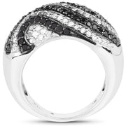 Bids.com 1.26 Carat Genuine Black Diamond and White Diamond .925 Sterling Silver Ring Rings White Smoke size 7.00,size 8.00,size 6.00,size 9.00