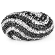 Bids.com 1.26 Carat Genuine Black Diamond and White Diamond .925 Sterling Silver Ring Rings White Smoke size 7.00,size 8.00,size 6.00,size 9.00