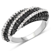 Bids.com 1.25 Carat Genuine Black Diamond & White Diamond .925 Sterling Silver Ring Rings White Smoke size 6.00,size 7.00,size 8.00,size 9.00,size 5.00,size 10.00