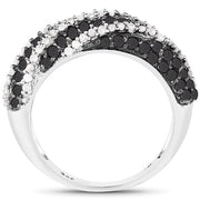 Bids.com 1.25 Carat Genuine Black Diamond & White Diamond .925 Sterling Silver Ring Rings White Smoke size 6.00,size 7.00,size 8.00,size 9.00,size 5.00,size 10.00