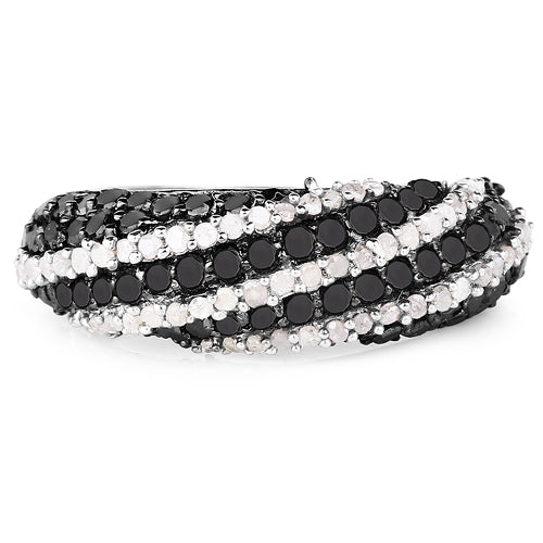 Bids.com 1.25 Carat Genuine Black Diamond & White Diamond .925 Sterling Silver Ring Rings White Smoke size 6.00,size 7.00,size 8.00,size 9.00,size 5.00,size 10.00