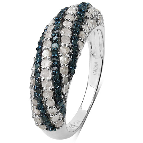 Bids.com 1.25 Carat Genuine Blue Diamond and White Diamond .925 Sterling Silver Ring Rings White Smoke size 7.00,size 8.00,size 6.00,size 5.00,size 9.00