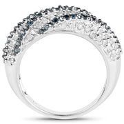 Bids.com 1.25 Carat Genuine Blue Diamond & White Diamond .925 Sterling Silver Ring Rings White Smoke size 7.00,size 6.00,size 8.00,size 9.00