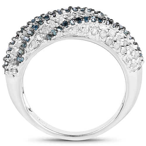 Bids.com 1.25 Carat Genuine Blue Diamond & White Diamond .925 Sterling Silver Ring Rings White Smoke size 7.00,size 6.00,size 8.00,size 9.00