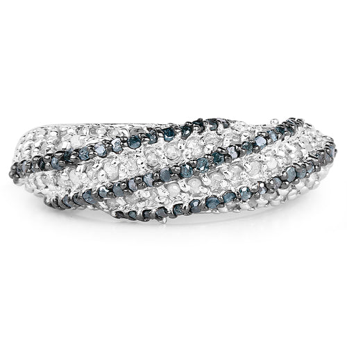 Bids.com 1.25 Carat Genuine Blue Diamond & White Diamond .925 Sterling Silver Ring Rings White Smoke size 7.00,size 6.00,size 8.00,size 9.00