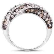 Bids.com 1.25 Carat Genuine Champagne Diamond & White Diamond .925 Sterling Silver Ring Rings White Smoke size 6.00,size 7.00,size 8.00,size 9.00,size 5.00,size 10.00