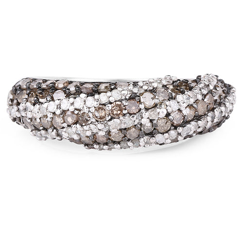 Bids.com 1.25 Carat Genuine Champagne Diamond & White Diamond .925 Sterling Silver Ring Rings White Smoke size 6.00,size 7.00,size 8.00,size 9.00,size 5.00,size 10.00