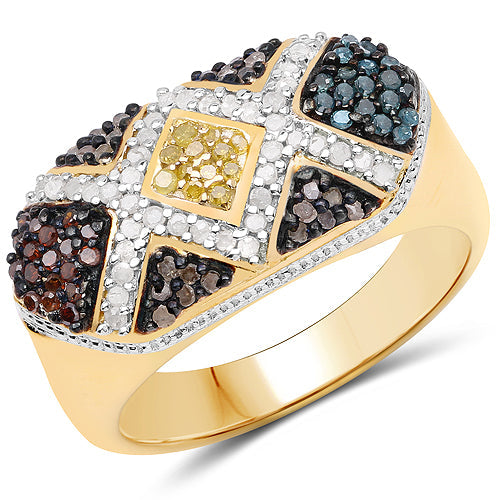 Bids.com 14K Yellow Gold Plated 0.61 Carat Genuine Multi Diamond .925 Sterling Silver Ring Rings White Smoke size 8.00,size 9.00,size 11.50,size 6.00,size 7.00,size 5.00,size 11.00,size 12.00