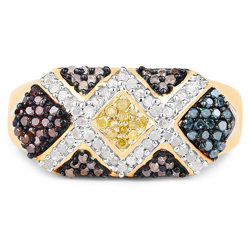 Bids.com 14K Yellow Gold Plated 0.61 Carat Genuine Multi Diamond .925 Sterling Silver Ring Rings White Smoke size 8.00,size 9.00,size 11.50,size 6.00,size 7.00,size 5.00,size 11.00,size 12.00