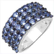 Bids.com 3.08 Carat Genuine Tanzanite .925 Sterling Silver Ring Rings White Smoke size 7.00,size 6.00,size 8.00,size 9.00