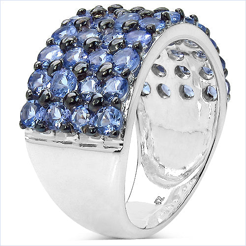 Bids.com 3.08 Carat Genuine Tanzanite .925 Sterling Silver Ring Rings White Smoke size 7.00,size 6.00,size 8.00,size 9.00