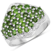 Bids.com 2.41 Carat Genuine Chrome Diopside and White Topaz .925 Sterling Silver Ring Rings White Smoke size 9.00,size 5.00,size 6.00,size 7.00,size 8.00