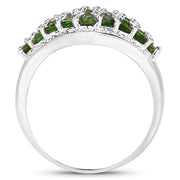 Bids.com 2.41 Carat Genuine Chrome Diopside and White Topaz .925 Sterling Silver Ring Rings White Smoke size 9.00,size 5.00,size 6.00,size 7.00,size 8.00