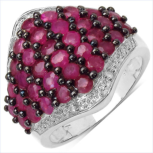 Bids.com 2.76 Carat Genuine Ruby & White Topaz .925 Sterling Silver Ring Rings White Smoke size 7.00,size 6.00,size 8.00,size 9.00