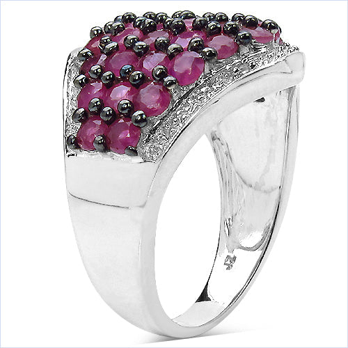Bids.com 2.76 Carat Genuine Ruby & White Topaz .925 Sterling Silver Ring Rings White Smoke size 7.00,size 6.00,size 8.00,size 9.00