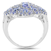 Bids.com 3.31 Carat Genuine Tanzanite .925 Sterling Silver Ring Rings White Smoke size 5.50,size 6.00,size 7.00,size 8.00,size 9.00