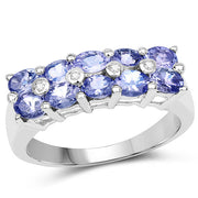 Bids.com 1.76 Carat Genuine Tanzanite and White Sapphire .925 Sterling Silver Ring Rings White Smoke size 6.00,size 8.00,size 7.00,size 9.00