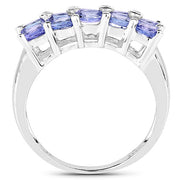 Bids.com 1.76 Carat Genuine Tanzanite and White Sapphire .925 Sterling Silver Ring Rings White Smoke size 6.00,size 8.00,size 7.00,size 9.00
