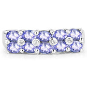 Bids.com 1.76 Carat Genuine Tanzanite and White Sapphire .925 Sterling Silver Ring Rings Lavender size 6.00,size 8.00,size 7.00,size 9.00
