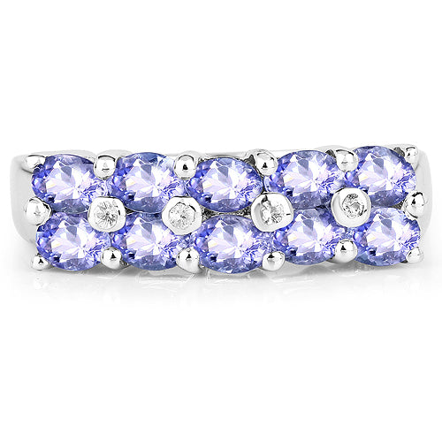 Bids.com 1.76 Carat Genuine Tanzanite and White Sapphire .925 Sterling Silver Ring Rings Lavender size 6.00,size 8.00,size 7.00,size 9.00