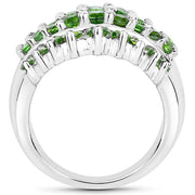 Bids.com 2.48 Carat Genuine Chrome Diopside .925 Sterling Silver Ring Rings White Smoke size 6.00,size 7.00,size 8.00,size 9.00