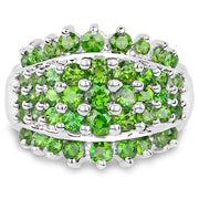 Bids.com 2.48 Carat Genuine Chrome Diopside .925 Sterling Silver Ring Rings White Smoke size 6.00,size 7.00,size 8.00,size 9.00