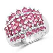 Bids.com 2.70 Carat Genuine Ruby .925 Sterling Silver Ring Rings White Smoke size 7.00,size 6.00,size 8.00,size 9.00