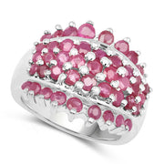 Bids.com 2.70 Carat Genuine Ruby .925 Sterling Silver Ring Rings White Smoke size 7.00,size 6.00,size 8.00,size 9.00