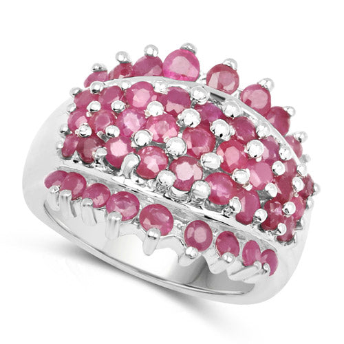 Bids.com 2.70 Carat Genuine Ruby .925 Sterling Silver Ring Rings White Smoke size 7.00,size 6.00,size 8.00,size 9.00