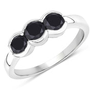 Bids.com 1.22 Carat Genuine Black Diamond .925 Sterling Silver Ring Rings White Smoke size 7.00,size 6.00,size 8.00,size 9.00