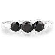 Bids.com 1.22 Carat Genuine Black Diamond .925 Sterling Silver Ring Rings White Smoke size 7.00,size 6.00,size 8.00,size 9.00