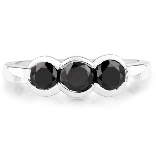 Bids.com 1.22 Carat Genuine Black Diamond .925 Sterling Silver Ring Rings White Smoke size 7.00,size 6.00,size 8.00,size 9.00