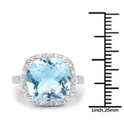 Bids.com 7.18 Carat Genuine Blue Topaz and White Topaz .925 Sterling Silver Ring Rings White Smoke size 6.00,size 7.00,size 8.00,size 9.00,size 5.00
