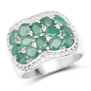 Bids.com 2.20 Carat Genuine Emerald & White Topaz .925 Sterling Silver Ring Rings White Smoke size 6.00,size 7.00,size 8.00,size 9.00,size 5.00,size 10.00
